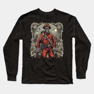 Zombie firefighter halloween wasteland graphic Long Sleeve T-Shirt